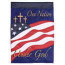 Dicksons Magnolia Garden Patriotic 18 x 13 Inch Weather Resistant Polyester Outdoor Flag Decoration For Garden, Yard, Or Walkway, Red, White, & Blue, One Nation