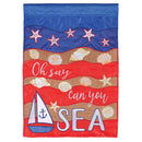Dicksons Magnolia Garden Patriotic Costal 18 x 13 Inch Weather Resistant Polyester Outdoor Flag Decoration For Garden, Yard, Or Walkway, Red, White, & Blue, Oh Say Can You Sea