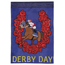 Dicksons Magnolia Garden Garland Of Roses 18 x 13 Inch Weather Resistant Polyester Outdoor Flag Decoration For Garden, Yard, Or Walkway, Blue and Red, Derby Day