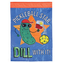 Dicksons Magnolia Garden Pickle Ball 18 x 13 Inch Weather Resistant Polyester Outdoor Flag Decoration For Garden, Yard, Or Walkway, Blue and Orange, Dill With It