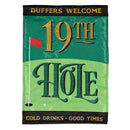 Dicksons Magnolia Garden Golfing 18 x 13 Inch Weather Resistant Polyester Outdoor Flag Decoration For Garden, Yard, Or Walkway, Green & Gold Tone, 19th Hole Duffers Welcome