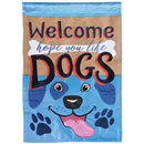 Dicksons Magnolia Garden Pet Pawprint 18 x 13 Inch Weather Resistant Polyester Outdoor Flag Decoration For Garden, Yard, Or Walkway, Blue & Brown, Welcome Hope You Like Dogs