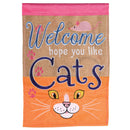 Dicksons Magnolia Garden Pet Pawprint 18 x 13 Inch Weather Resistant Polyester Outdoor Flag Decoration For Garden, Yard, Or Walkway, Orange & Brown, Welcome Hope You Like Cats