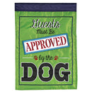 Dicksons Magnolia Garden 18 x 13 Inch Weather Resistant Polyester Outdoor Flag Decoration For Garden, Yard, Or Walkway, Green & Navy Blue, Guests Must Be Approved By Dog