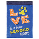 Dicksons Magnolia Garden Dog Pawprint 18 x 13 Inch Weather Resistant Polyester Outdoor Flag Decoration For Garden, Yard, Or Walkway, Blue & Orange, Love Is A Four Legged Word