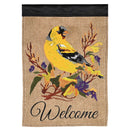 Dicksons Magnolia Garden Goldfinch 18 x 13 Inch Weather Resistant Polyester Outdoor Flag Decoration For Garden, Yard, Or Walkway, Yellow, Black, & Beige, Welcome