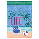 Dicksons Magnolia Garden 18 x 13 Inch Weather Resistant Polyester Outdoor Flag Decoration For Garden, Yard, Or Walkway, Blue & Tan, Beach Life