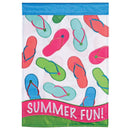 Dicksons Magnolia Garden Flip Flops 18 x 13 Inch Weather Resistant Polyester Outdoor Flag Decoration For Garden, Yard, Or Walkway, Blue, Pink, & Green, Summer Fun