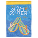 Dicksons Magnolia Garden Flip Flops 18 x 13 Inch Weather Resistant Polyester Outdoor Flag Decoration For Garden, Yard, Or Walkway, Blue & Yellow, It's Summer Time