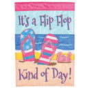 Dicksons Magnolia Garden 18 x 13 Inch Weather Resistant Polyester Outdoor Flag Decoration For Garden, Yard, Or Walkway, Pink, Blue, & Yellow, Flip Flop Kind Of Day