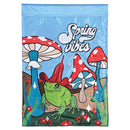Dicksons Magnolia Garden Mushrooms Frog 18 x 13 Inch Weather Resistant Polyester Outdoor Flag Decoration For Garden, Yard, Or Walkway, Blue & Red, Spring Vibes