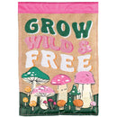 Dicksons Magnolia Garden Mushrooms 18 x 13 Inch Weather Resistant Polyester Outdoor Flag Decoration For Garden, Yard, Or Walkway, Pink and Green, Grow Wild & Free