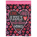 Dicksons Valentine's Day Garden Flag, Romantic Outdoor Holiday Decoration, Double-Sided Seasonal Yard Banner Standard 13 x 18 Inch Polyester Love Kisses Valentine Wishes