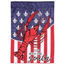 Dicksons Magnolia Garden Crawfish 18 x 13 Inch Weather Resistant Polyester Outdoor Flag Decoration For Garden, Yard, Or Walkway, Red, White, & Blue, Bless The South