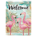 Magnolia Garden Welcome Flamingos Tropical 30 x 44 Pink Polyester Outdoor Hanging Flag