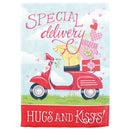 Magnolia Garden Special Delivery Hugs and Kisses Dog on Scooter 30 x 44 Inch Polyester Garden Flag