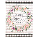 Magnolia Garden Home Sweet Home Floral Wreath Checked Plaid 30 x 44 Inch Polyester Garden Flag