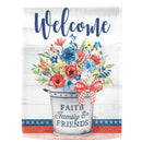 Magnolia Garden Welcome Faith Family Friends 13 x 19 White Polyester Outdoor Hanging Flag