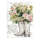 Magnolia Garden Kick Off Boots Stay Roses 13 x 19 White Polyester Outdoor Hanging Flag