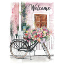 Magnolia Garden Welcome Bicycle Fence 13 x 19 White Polyester Outdoor Hanging Flag