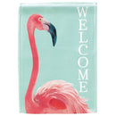 Magnolia Garden Welcome Pink Flamingo 13 x 19 Pink Polyester Outdoor Hanging Flag