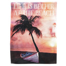 Magnolia Garden Life Better at Beach 13 x 19 Pink Polyester Outdoor Hanging Flag