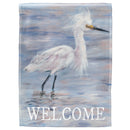 Magnolia Garden Welcome White Egret 13 x 19 Blue Polyester Outdoor Hanging Flag