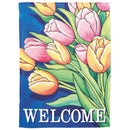 Magnolia Garden Welcome Tulips 13 x 18 Inch Polyester Garden Flag