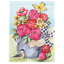 Magnolia Garden Bless this House Roses Bucket Bouquet 13 x 18 Inch Polyester Garden Flag