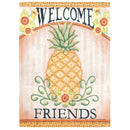 Magnolia Garden Welcome Friends Floral Pineapple 13 x 18 Inch Polyester Garden Flag