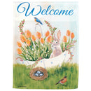 Magnolia Garden Welcome Bunny in Tulips 13 x 18 Inch Polyester Garden Flag