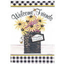 Magnolia Garden Welcome Friends Daisy Can 13 x 18 Inch Plaid Polyester Garden Flag