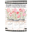 Magnolia Garden Happy Valentine's Day Tulips Ball Jars 13 x 18 Inch Polyester Garden Flag
