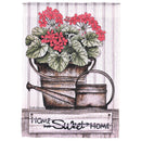 Dicksons Magnolia Garden Home Sweet Home Geraniums Watering Can Floral White 18 x 13 Polyester Outdoor Garden Flag