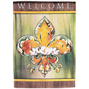 Dicksons Magnolia Garden Outdoor Flag Decoration For Garden, Yard, Or Walkway Standard 13 x 18, Weather Resistant Polyester, Fleur De Lis Welcome