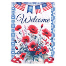 Dicksons Magnolia Garden Patriotic Red Poppies 18 x 13 Inch Weather Resistant Polyester Outdoor Flag Decoration For Garden, Yard, Or Walkway, Red, White, & Blue, Welcome