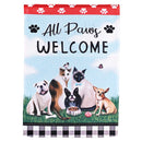 Dicksons Magnolia Garden Dogs & Cats 18 x 13 Inch Weather Resistant Polyester Outdoor Flag Decoration For Garden, Yard, Or Walkway, Blue, Red, & Black, All Paws Welcome