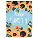 Dicksons Magnolia Garden Sunflower 18 x 13 Inch Weather Resistant Polyester Outdoor Flag Decoration For Garden, Yard, Or Walkway, Yellow, Brown, & Blue, Hello Sunshine