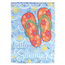 Dicksons Magnolia Garden Flip Flops 18 x 13 Inch Weather Resistant Polyester Outdoor Flag Decoration For Garden, Yard, Or Walkway, Blue, Orange, & Yellow, Hello Summer