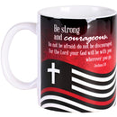 Dicksons Firefighter Strong And Courageous Black and Red Christian Flag 11 Ounces Ceramic Tea Coffee Cup Mug