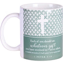 Dicksons Serve Others Faithful Steward Green and White 11 Ounces Ceramic Tea Coffee Cup Mug
