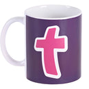 Dicksons Abstract Cross Purple, Pink, And White 11 Ounce Ceramic Coffee Latte Tea Hot Chocolate Cup Mug