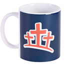 Dicksons Triple Cross Graphic Navy Blue And Orange 11 Ounce Ceramic Coffee Latte Tea Hot Chocolate Cup Mug