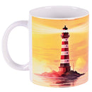 Dicksons Sunset Lighthouse - John 12:46, Red/Yellow 11 Ounces Ceramic Hot/Cold Drinking Mug