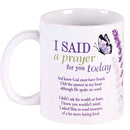 Dicksons Lavender Flowers Butterfly - I Said Prayer, Purple/White 11 Ounces Ceramic Hot/Cold Drinking Mug