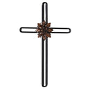 Dicksons Open Tubular Design With Flower Glossy Black 17 x 11 Inch Metal Decorative Hanging Wall Cross