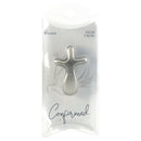 Dicksons Curved Design Confirmed Strengthen You Brushed Pewter Tone Finish Silver 2.5 x 1.5 Zinc Alloy Metal Palm Cross