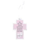 Dicksons Cross for This Child I Prayed, 1 Samuel 1:27, Pink Small MDF Wood Decorative Hanging Ornament