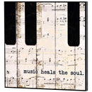 Dicksons Music Heals The Soul - Piano Keys Sheet Music Design - 12 Inch Black and Ivory MDF Wood Block Sign for Tabletop or Wall