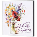 Dicksons Walk By Faith Floral Theme Purple And White 12 x 12 Wood Decorative Wall Plaque Hanging Artwork